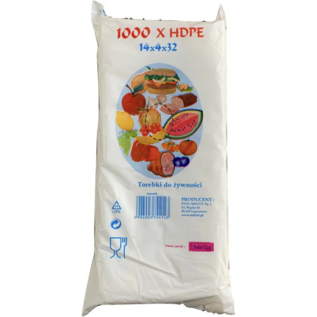 Woreczki śniadaniowe foliowe HDPE 14x4x32 1000 sztuk