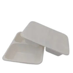Pojemnik do zgrzewu z trzciny cukrowej 2-komorowy 227x178x50mm biały