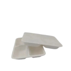 Pojemnik do zgrzewu z trzciny cukrowej 3-komorowy 227x178x50mm biały