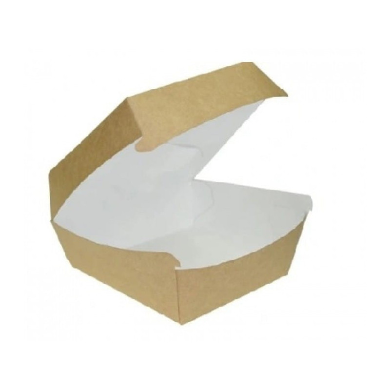 Burger box papierowy 11,5x11,5x7,5cm biało-brązowy mały a'100