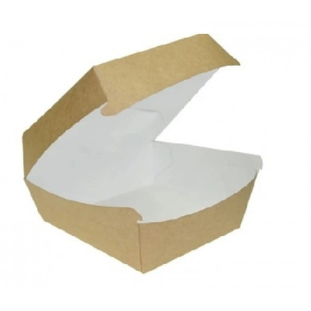 Burger box papierowy 11,5x11,5x7,5cm biało-brązowy mały a'100