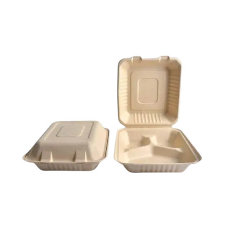 Menubox z trzciny cukrowej 3-komorowy 25x23x8,6cm brązowy a'200