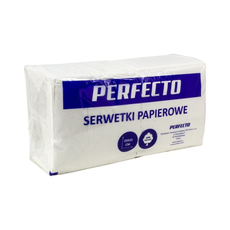 Serwetki składane 33x33cm 1-warstwowe białe Perfecto a'500