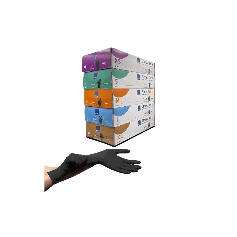 Rękawiczki nitrylowe Gloves czarne a'100 XS/S/M/L/Xl