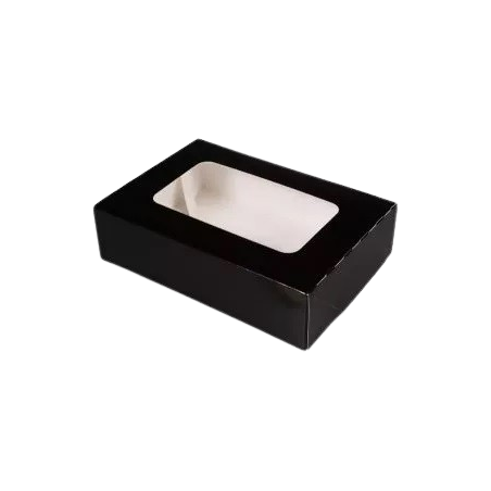 Pudełko papierowe na sushi z okienkiem 17x12x5cm czarne a'480