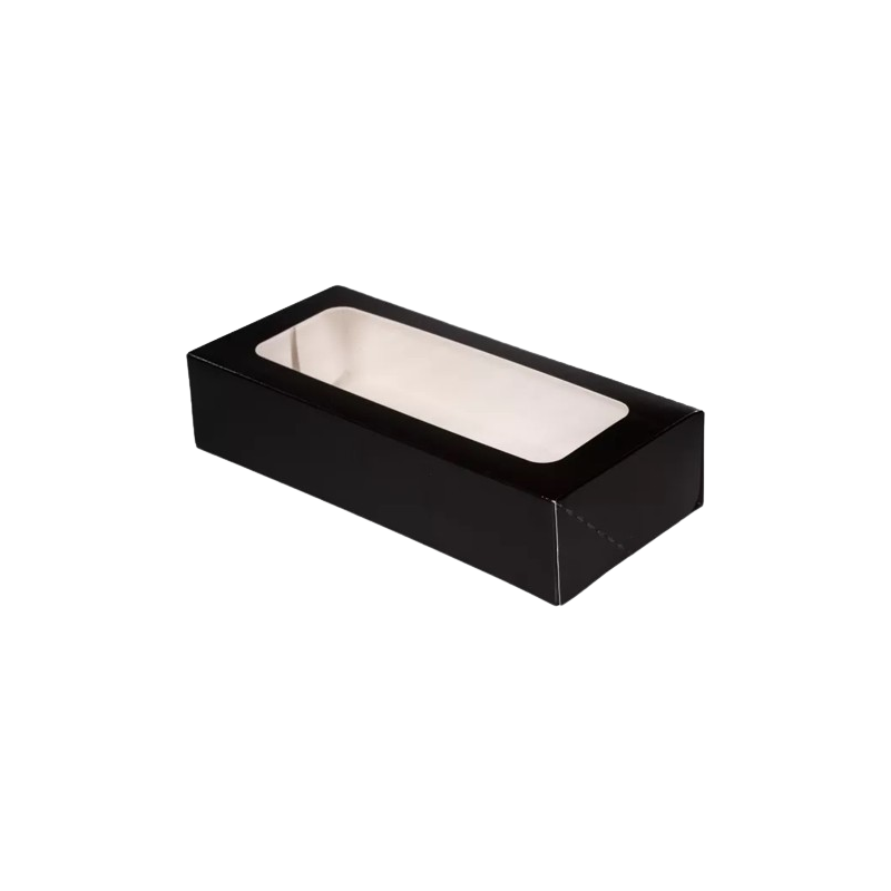 Pudełko papierowe na sushi z okienkiem 22x10x5cm czarne a'240