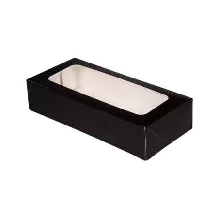 Pudełko papierowe na sushi z okienkiem 22x10x5cm czarne a'240