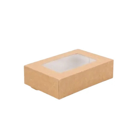 Pudełko papierowe na sushi z okienkiem 23x15x5cm kraft a'240
