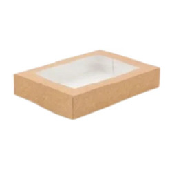 Pudełko papierowe na sushi z okienkiem 26x19x6cm kraft a'150