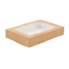 Pudełko papierowe na sushi z okienkiem 26x19x6cm kraft a'150