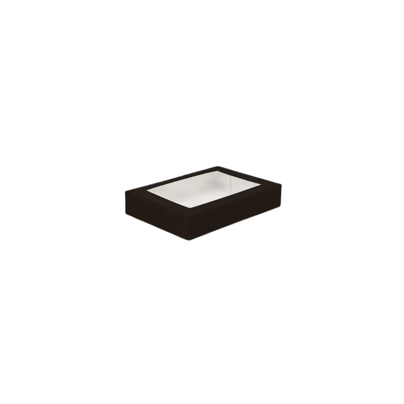 Pudełko papierowe na sushi z okienkiem 26x19x5cm czarne a'140